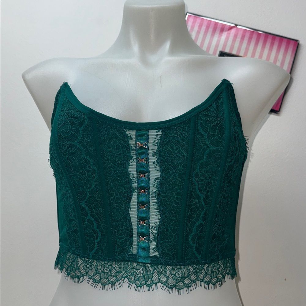 ✨Victoria’s secret Elegant Lace Teal Corset Top Sz Medium NWT